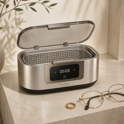 Orvelilio Precision Ultrasonic Cleaner detail and use image