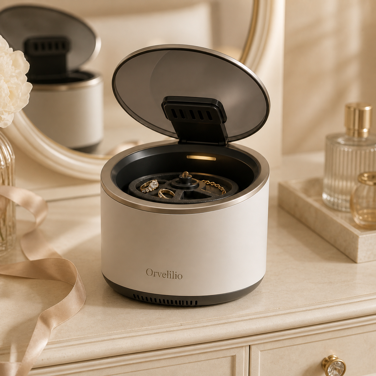 Orvelilio Jewelry Dry & Polish Dock detail and use image